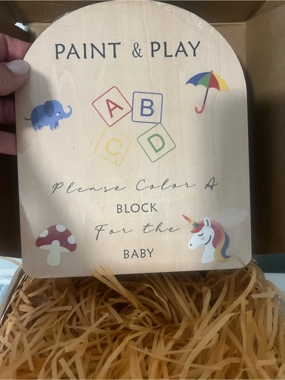 Baby Shower Activity - Natural Wooden Alphabet and numbers Blocks Set